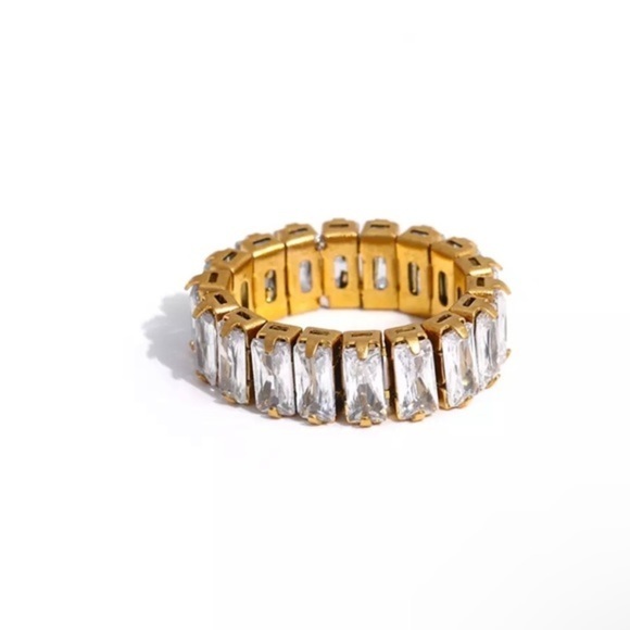 316L Stainless Steel Cubic Zirconia Ring - Picture 1 of 6